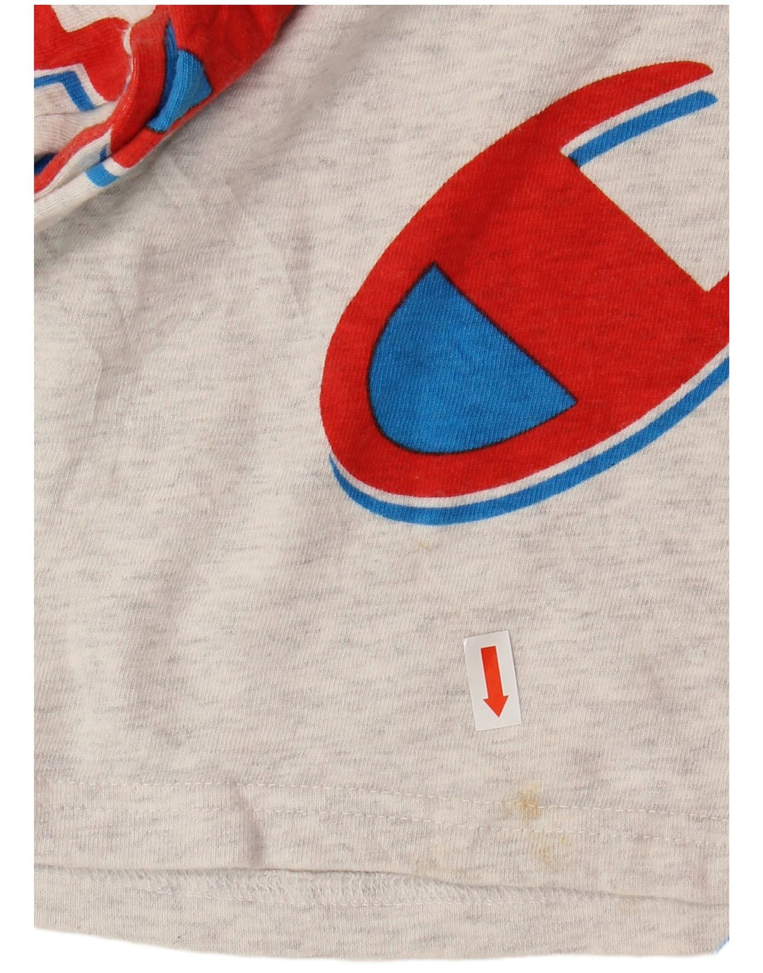 Camiseta feminina CHAMPION com estampa reversa de tecelagem reversa Reino Unido 16 grande cinza