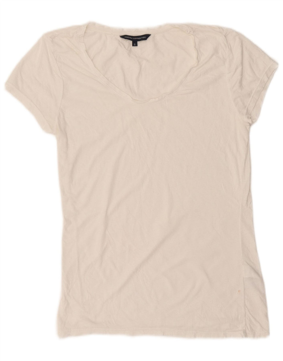 Camiseta feminina French Connection Top UK 10 algodão branco pequeno