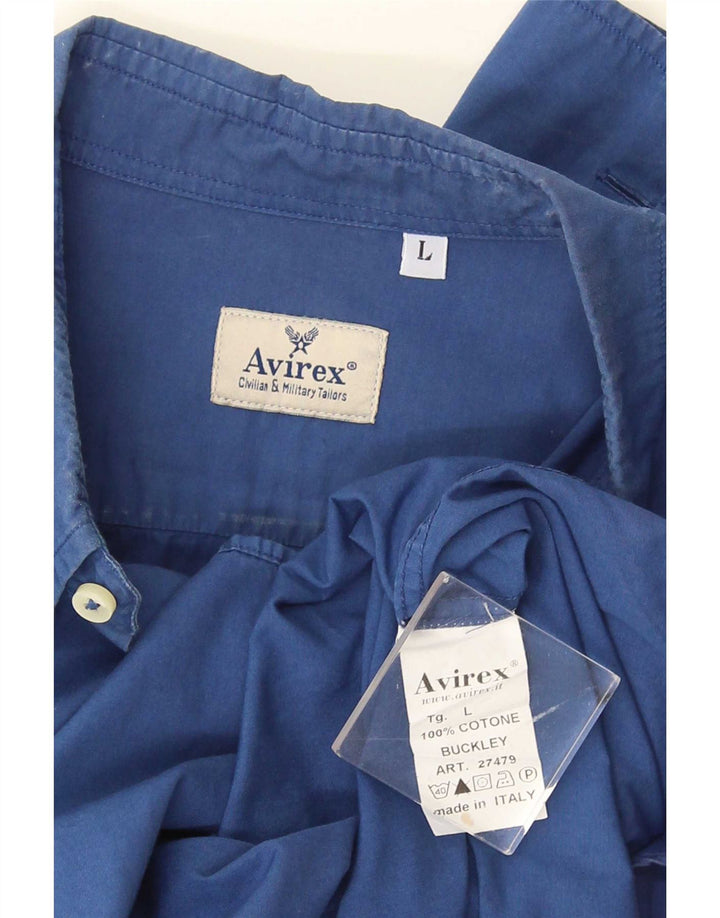 Camisa masculina Avirex Regular Fit grande algodão azul