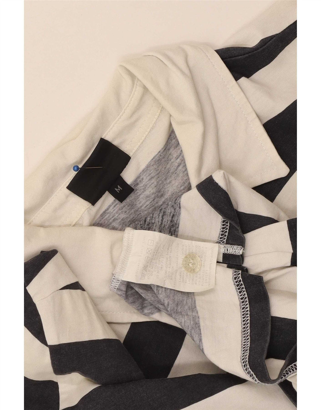 Camisa polo masculina Trussardi de algodão listrado branco médio