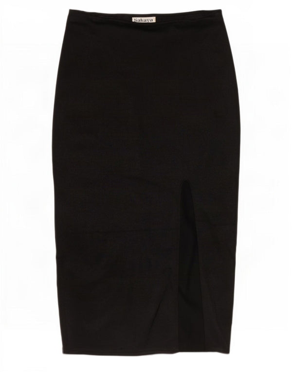 Saia lápis feminina vintage W32 grande preta Nylon