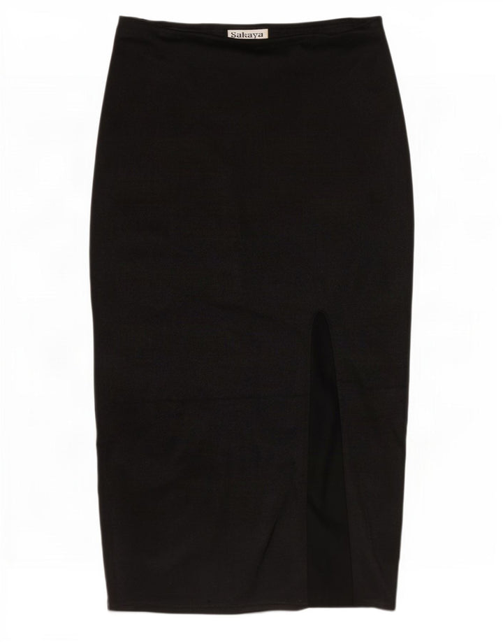 Saia lápis feminina vintage W32 grande preta Nylon