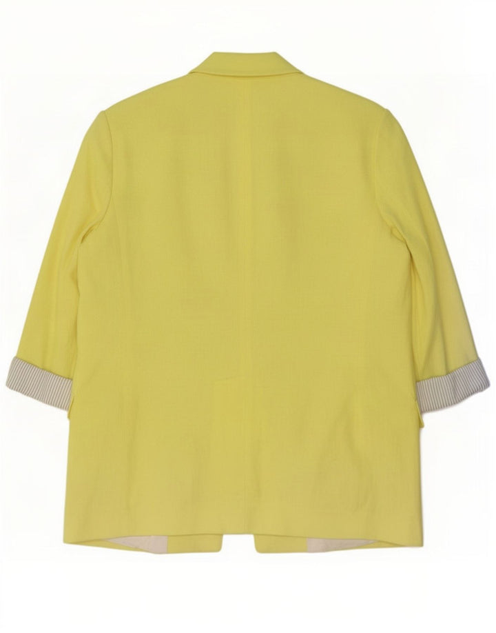 Zara Jaqueta Blazer Feminina Manga 3/4 Aberta Reino Unido 16 Grande Acetato Amarelo