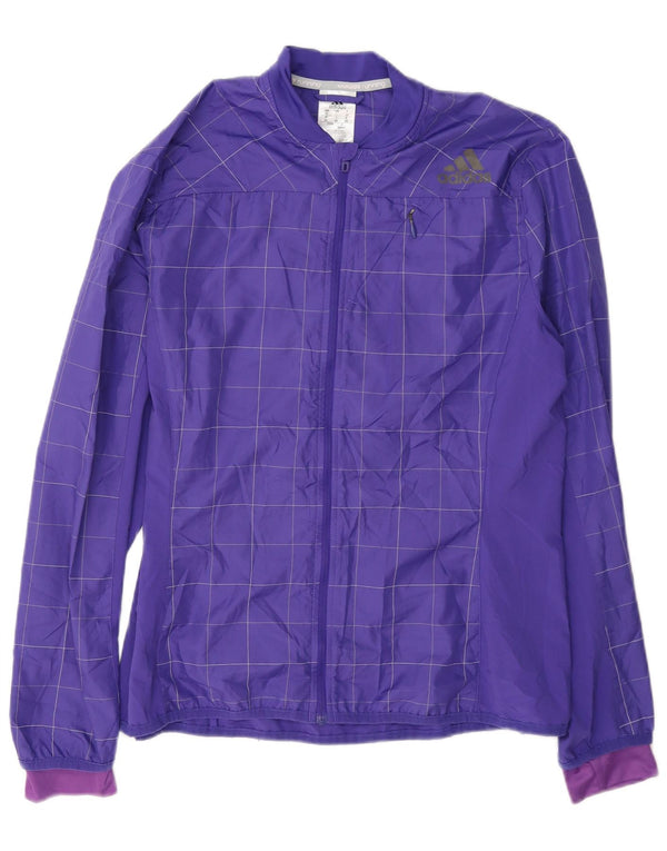 Adidas Womens Tracksuit Top Jacket UK 16 Grande Roxo Check Poliéster