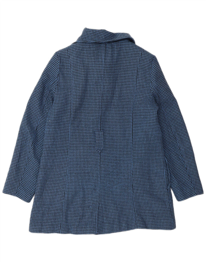 Casaco feminino com peito duplo LEVI'S Reino Unido 16 grande lã houndstooth azul