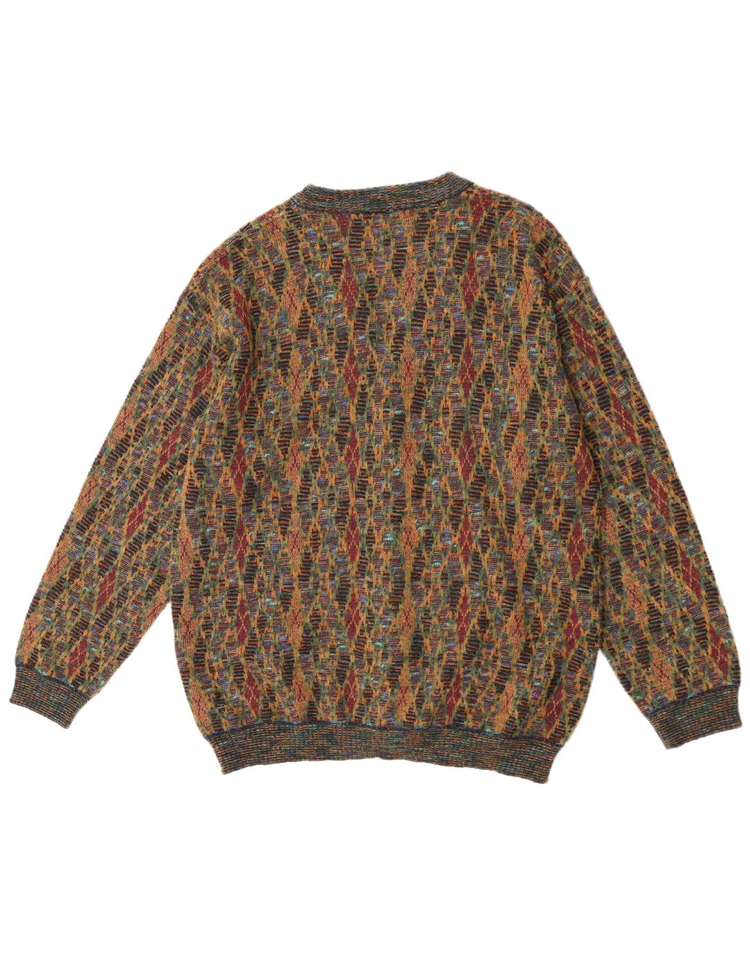 Suspence Suéter cardigã masculino médio multicolorido Argyle/Diamante