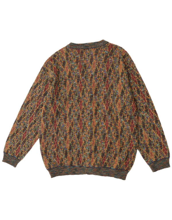 Suspence Suéter cardigã masculino médio multicolorido Argyle/Diamante