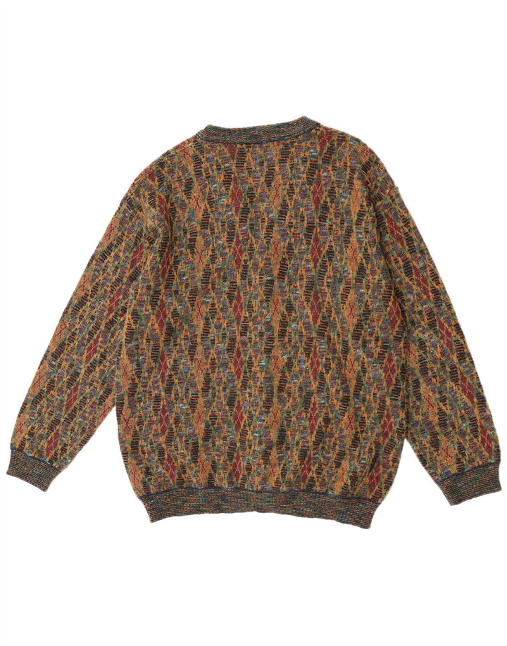 Suspence Suéter cardigã masculino médio multicolorido Argyle/Diamante