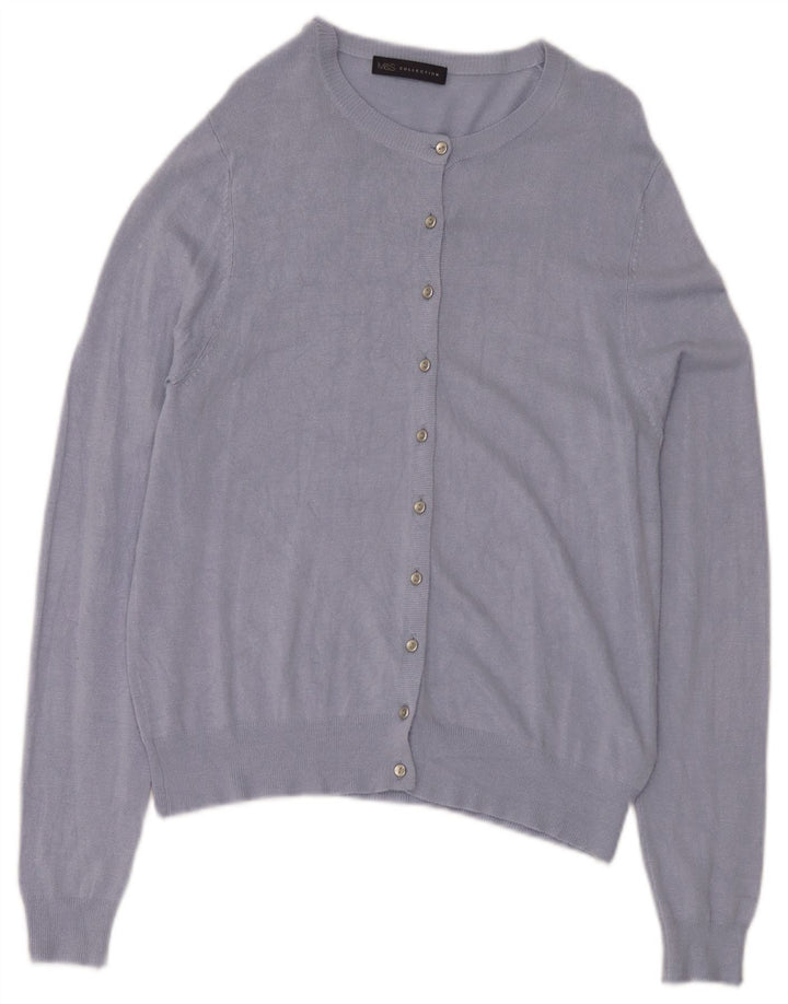 Suéter cardigã feminino Marks & Spencer Reino Unido 14 grande viscose azul