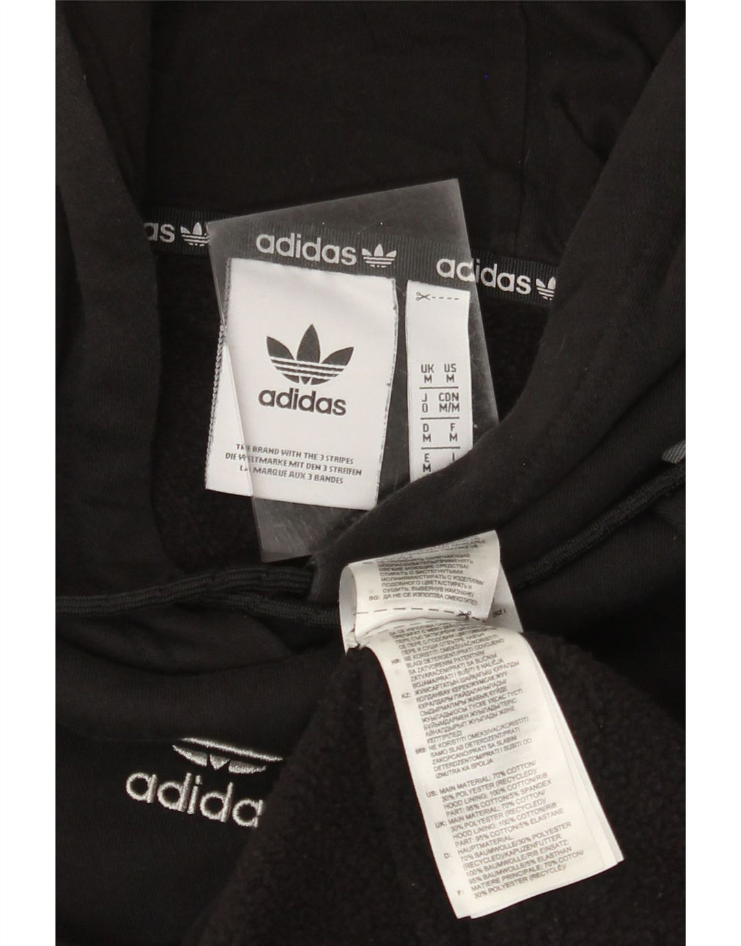 ADIDAS Mens Hoodie Jumper Médio Algodão Preto