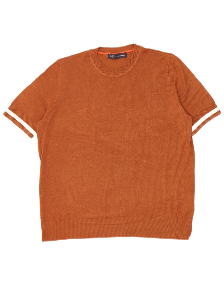 Suéter feminino Marks & Spencer com gola redonda Reino Unido 12 marrom médio