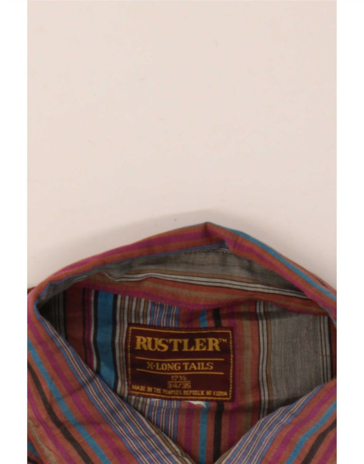 Camisa alta masculina Rustler tamanho 17 1/2 XL listrada multicolorida