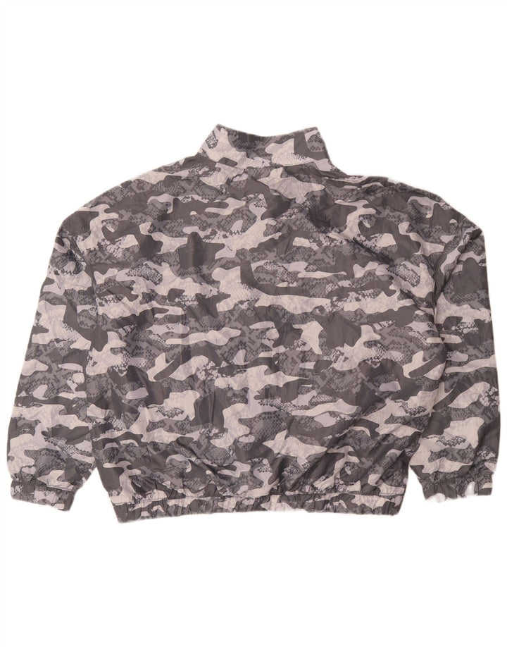 Reebok Womens Oversized Pullover Tracksuit Top UK 16 Grande Camuflagem Cinza