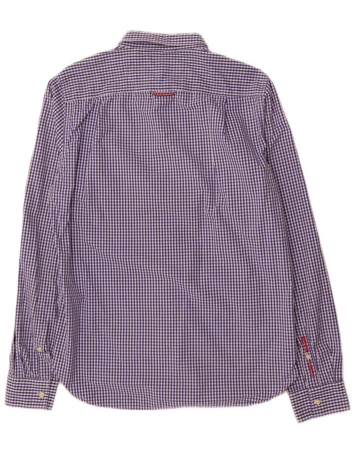 Camisa masculina SUPERDRY grande algodão guingão azul