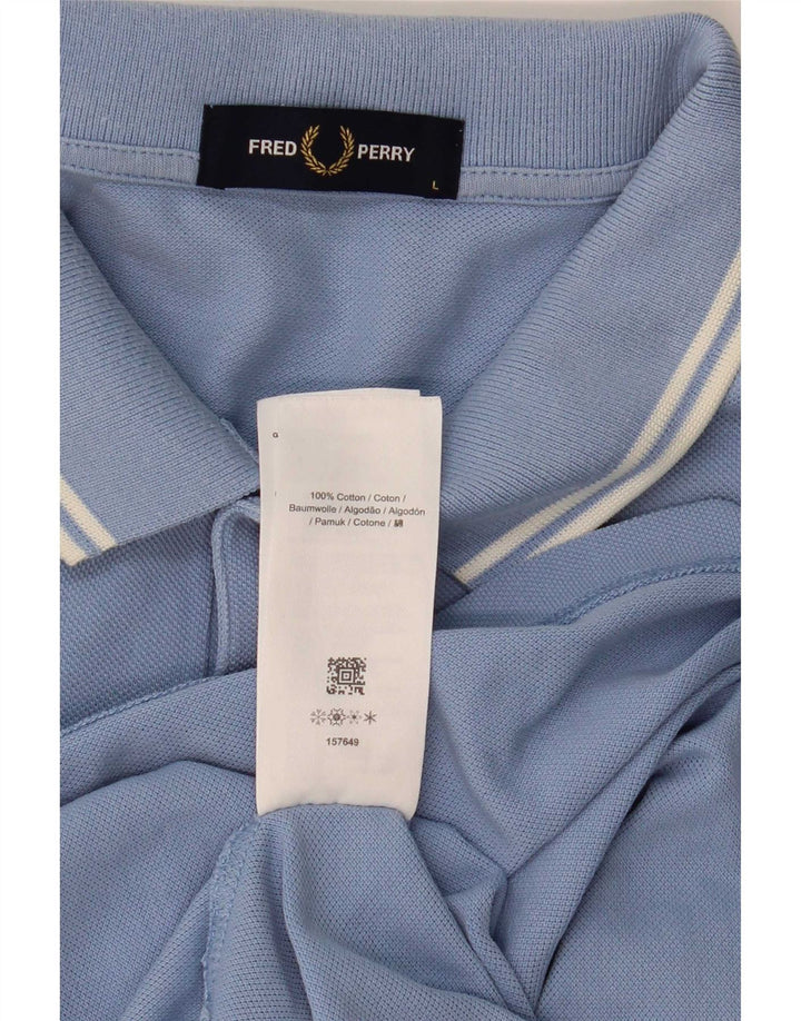 Camisa polo masculina Fred Perry grande algodão listrado azul