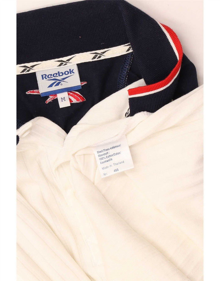 Camisa polo masculina Reebok médio branco colorblock algodão