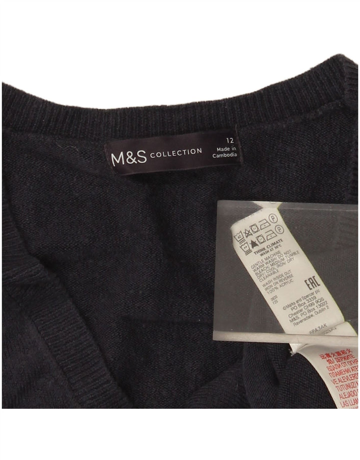 Suéter feminino Marks & Spencer com decote em V Reino Unido 12 médio azul marinho
