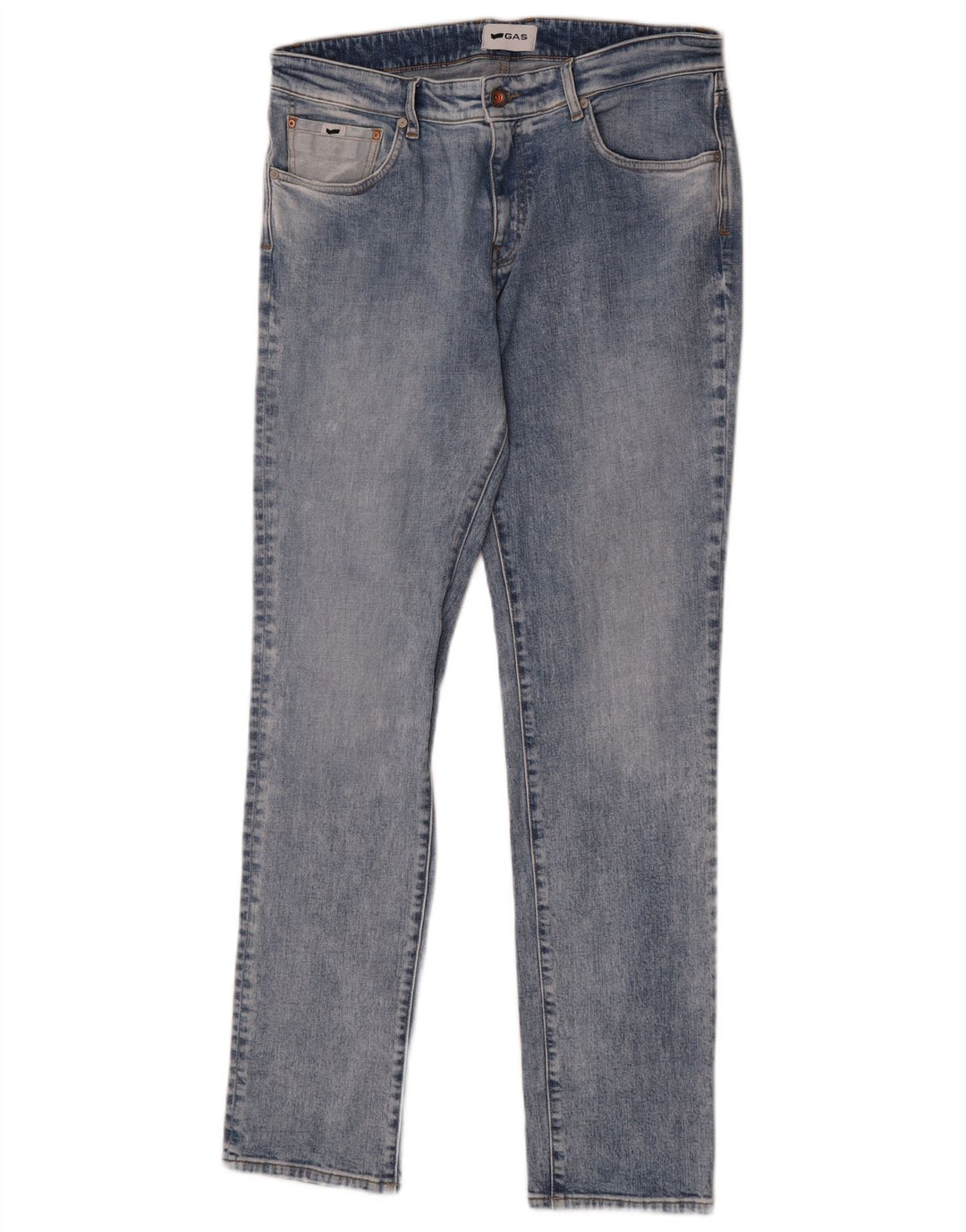 Gas Mens Slim Jeans W33 L32 Azul Algodão