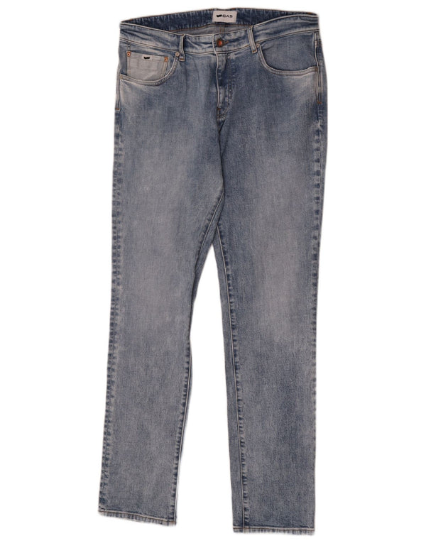 Gas Mens Slim Jeans W33 L32 Azul Algodão