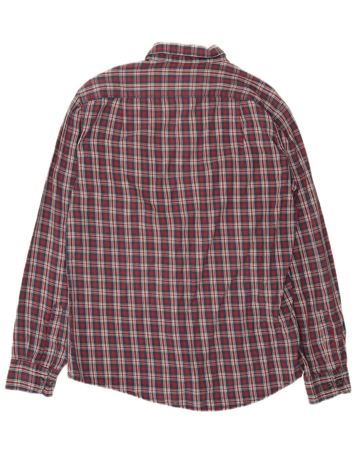Camisa masculina de flanela Carrera Regular Fit médio vermelho xadrez algodão