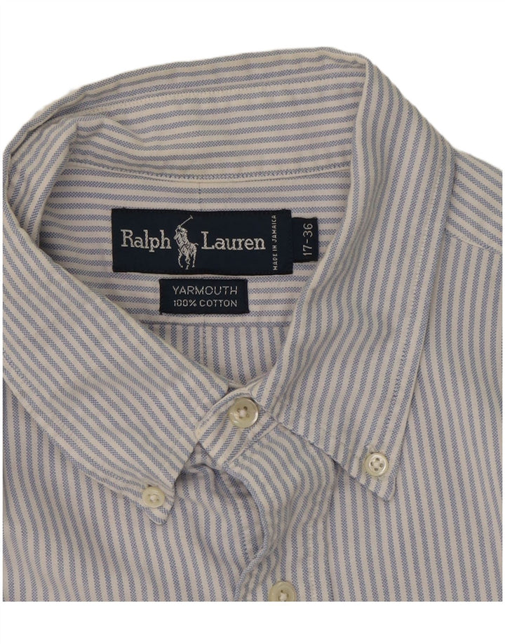 Camisa masculina Yarmouth RALPH LAUREN tamanho 17 XL algodão listrado azul