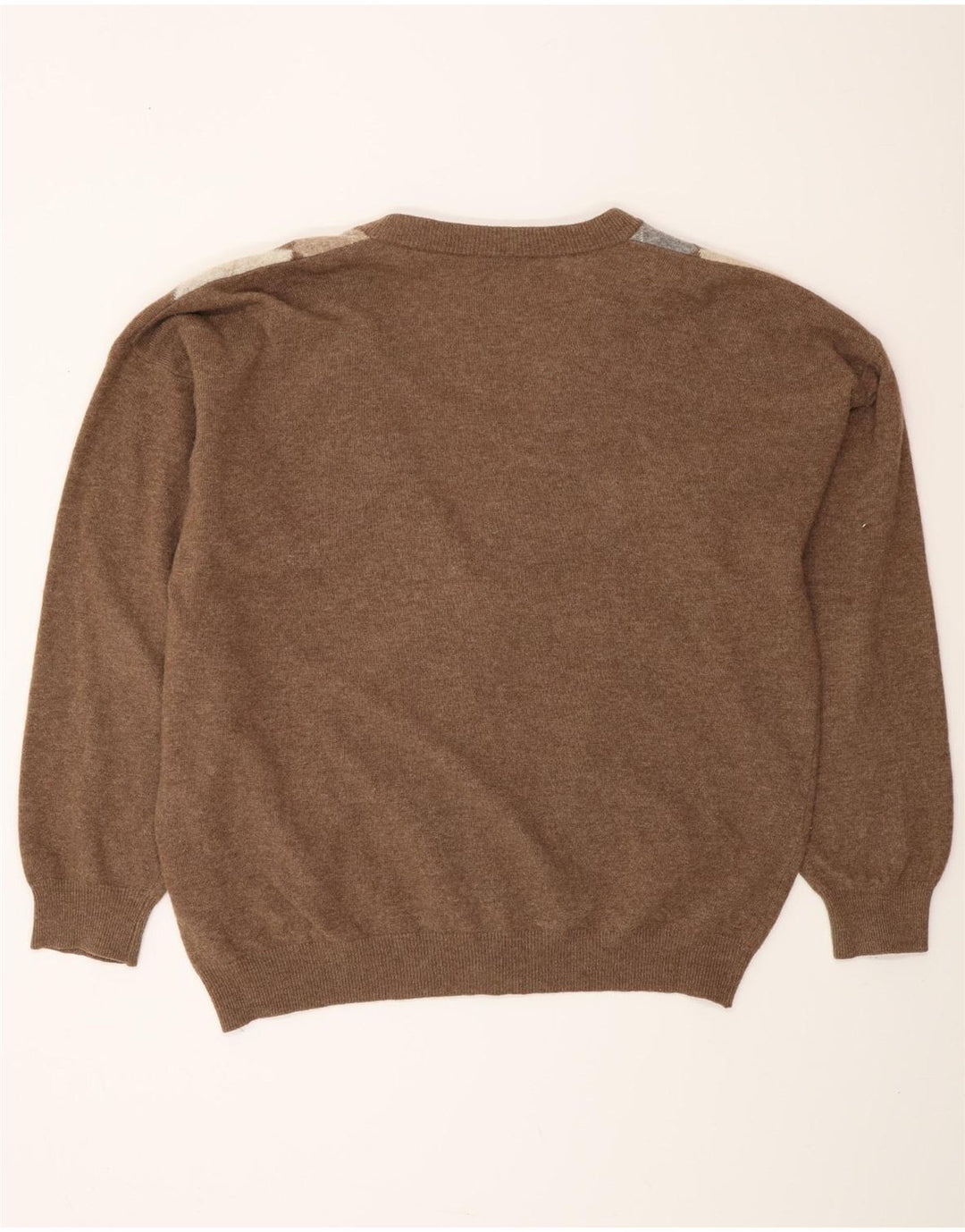 Suéter cardigã masculino MONELLO IT 52 grande marrom argyle/lã diamante