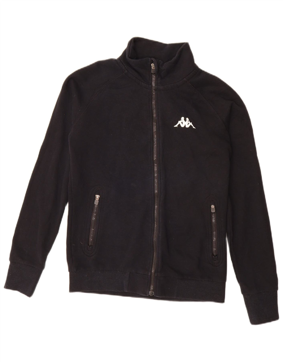 Kappa Womens Tracksuit Top Jacket UK 16 Grande Algodão Preto