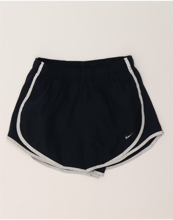 Shorts esportivos femininos Nike Dri Fit UK 8 pequenos azul marinho poliéster