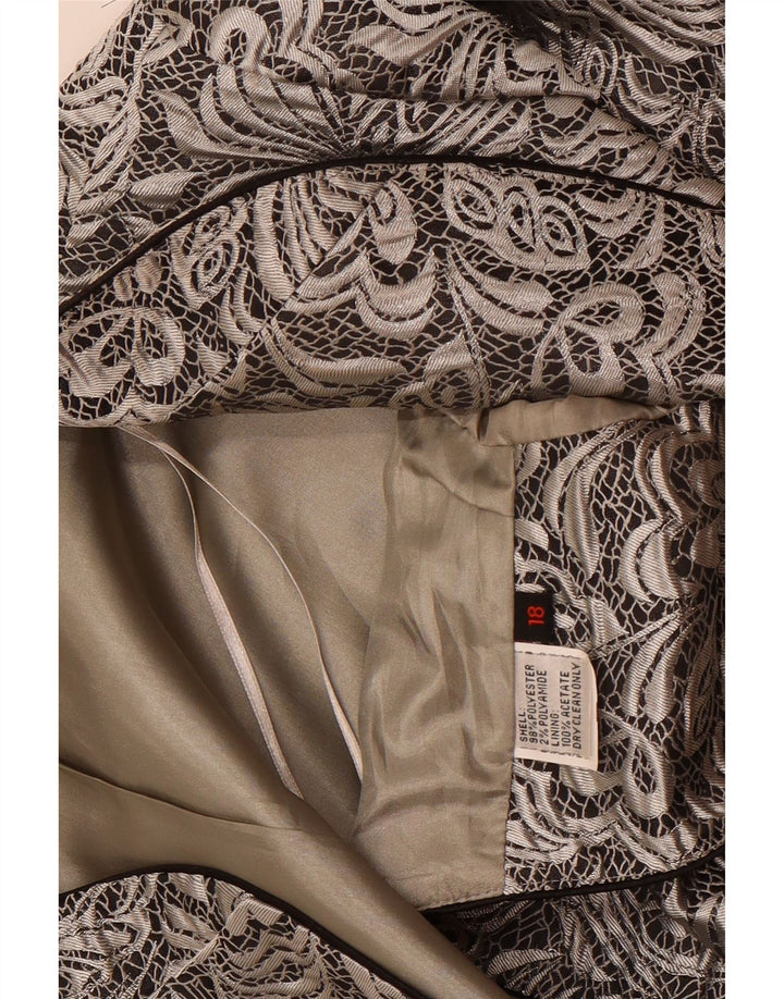Bolero feminino vintage UK 18 XL poliéster floral cinza