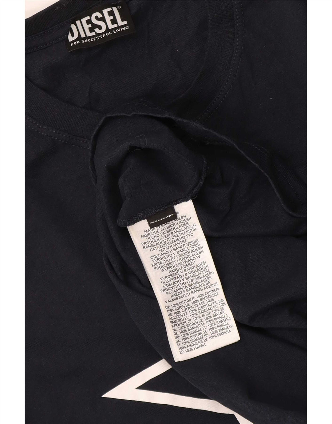 Diesel Camiseta masculina gráfica Top médio algodão azul marinho