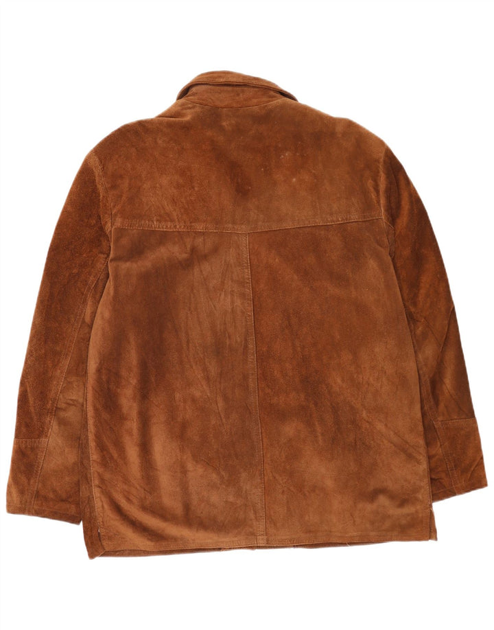 Jaqueta de camurça feminina vintage Reino Unido 16 grande couro marrom