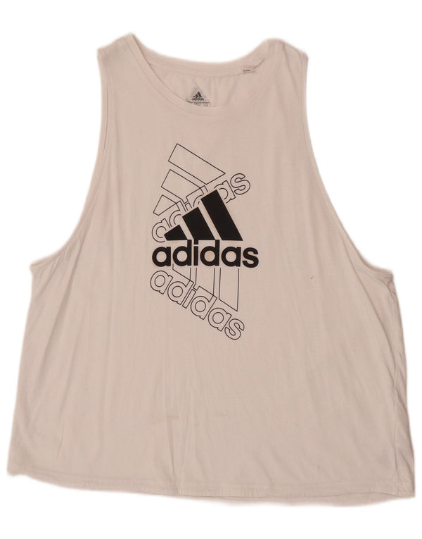 Adidas Womens Graphic Vest Top UK 16/18 Grande Algodão Branco