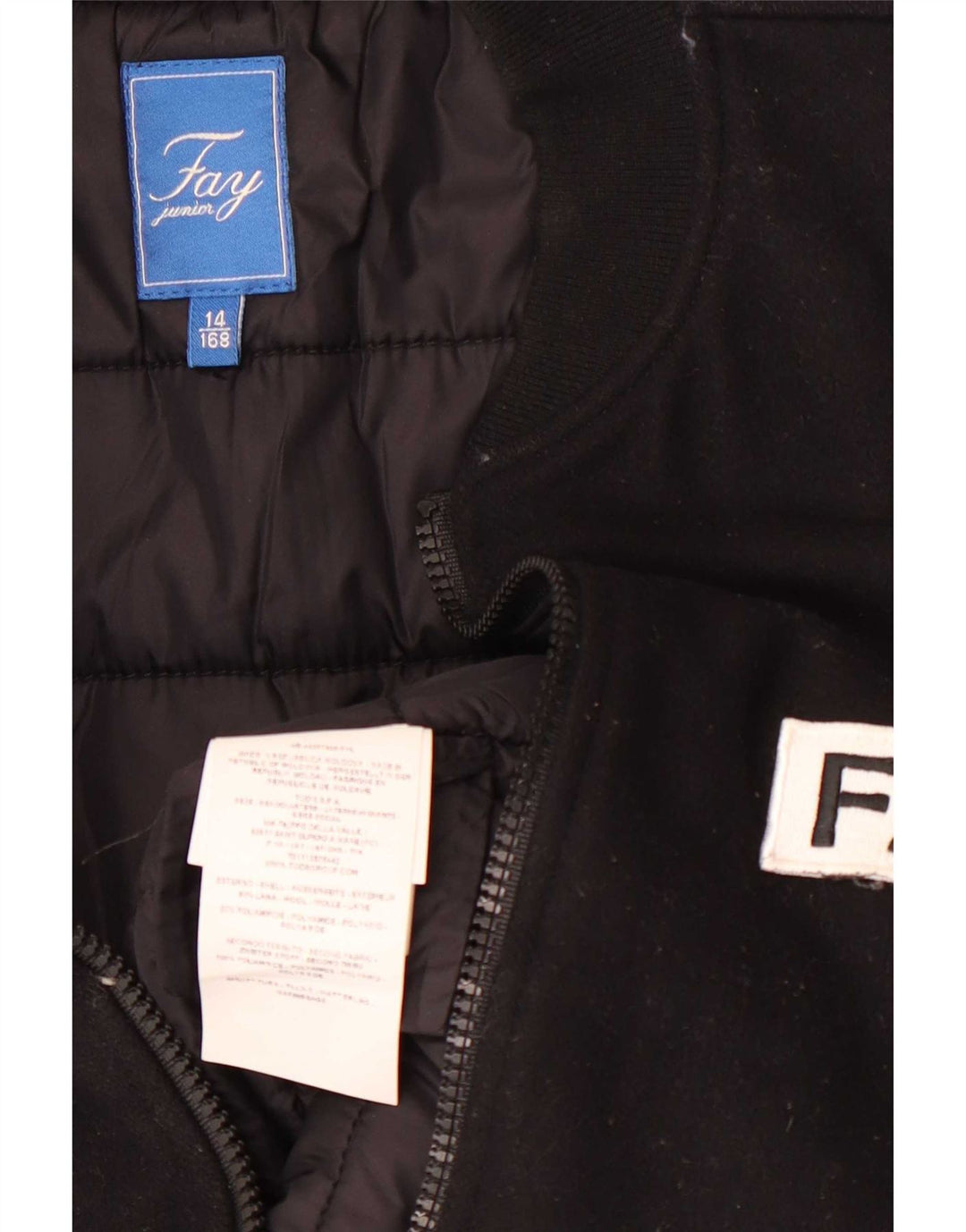 Jaqueta acolchoada para meninos Fay 13-14 anos lã preta