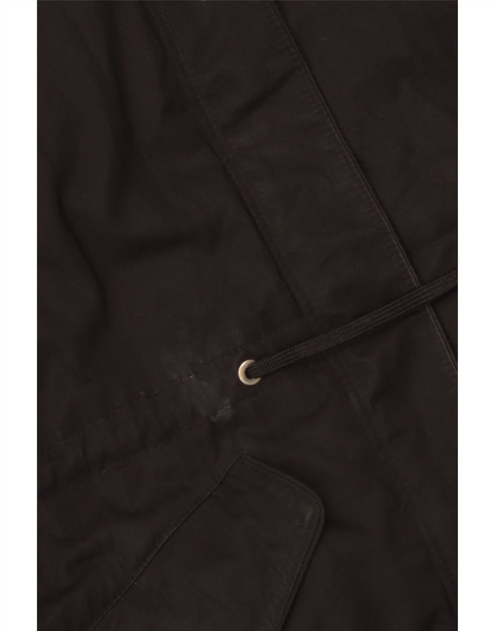 Jaqueta parka feminina com capuz Zara UK 14 poliéster preto médio