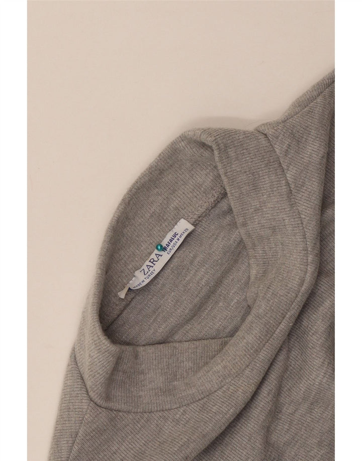 Top curto feminino Zara Reino Unido 12 cinza médio