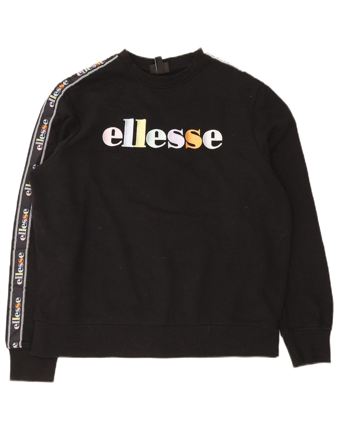Ellesse moletom feminino grande com estampa gráfica UK 10 pequeno algodão preto