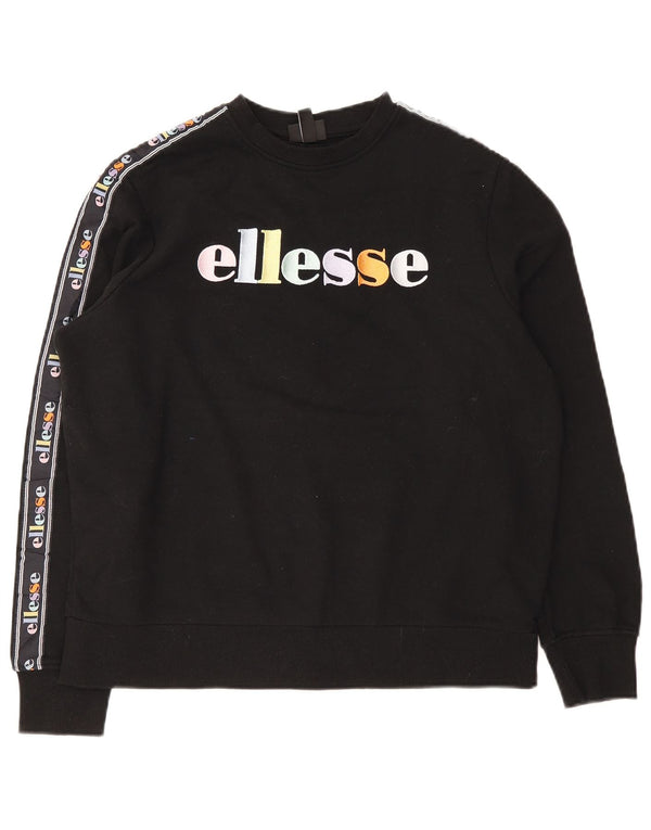 Ellesse moletom feminino grande com estampa gráfica UK 10 pequeno algodão preto