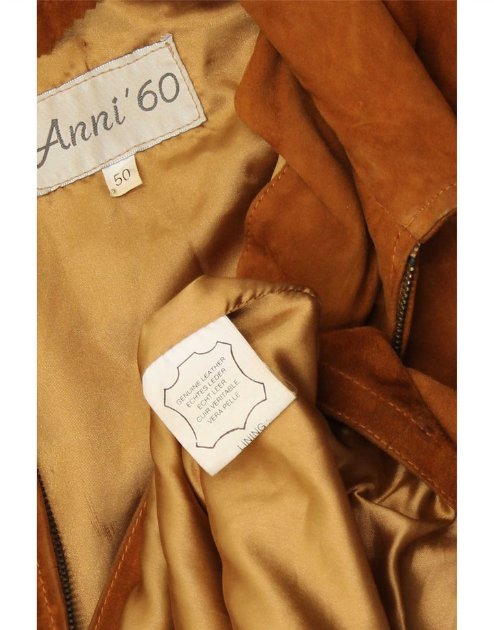 Jaqueta masculina vintage de camurça IT 50 grande couro marrom