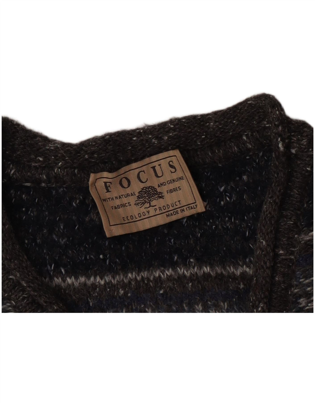 Suéter masculino vintage com decote em V listrado cinza médio