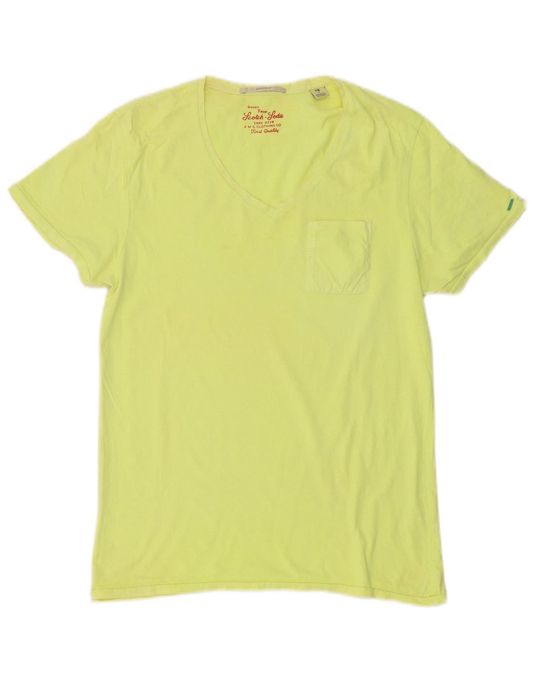 SCOTCH & SODA Camiseta masculina top pequeno algodão amarelo