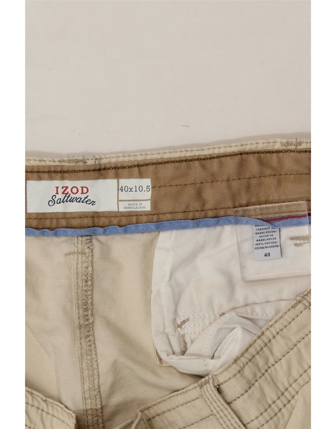 IZOD Mens Salt Water Cargo Shorts W40 XL Beige Cotton Vintage Izod and Second-Hand Izod from Messina Hembry 