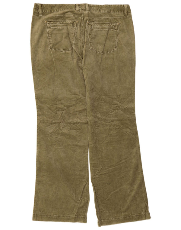 Calça feminina de veludo cotelê Eddie Bauer US 16 2XL W38 L31 cáqui