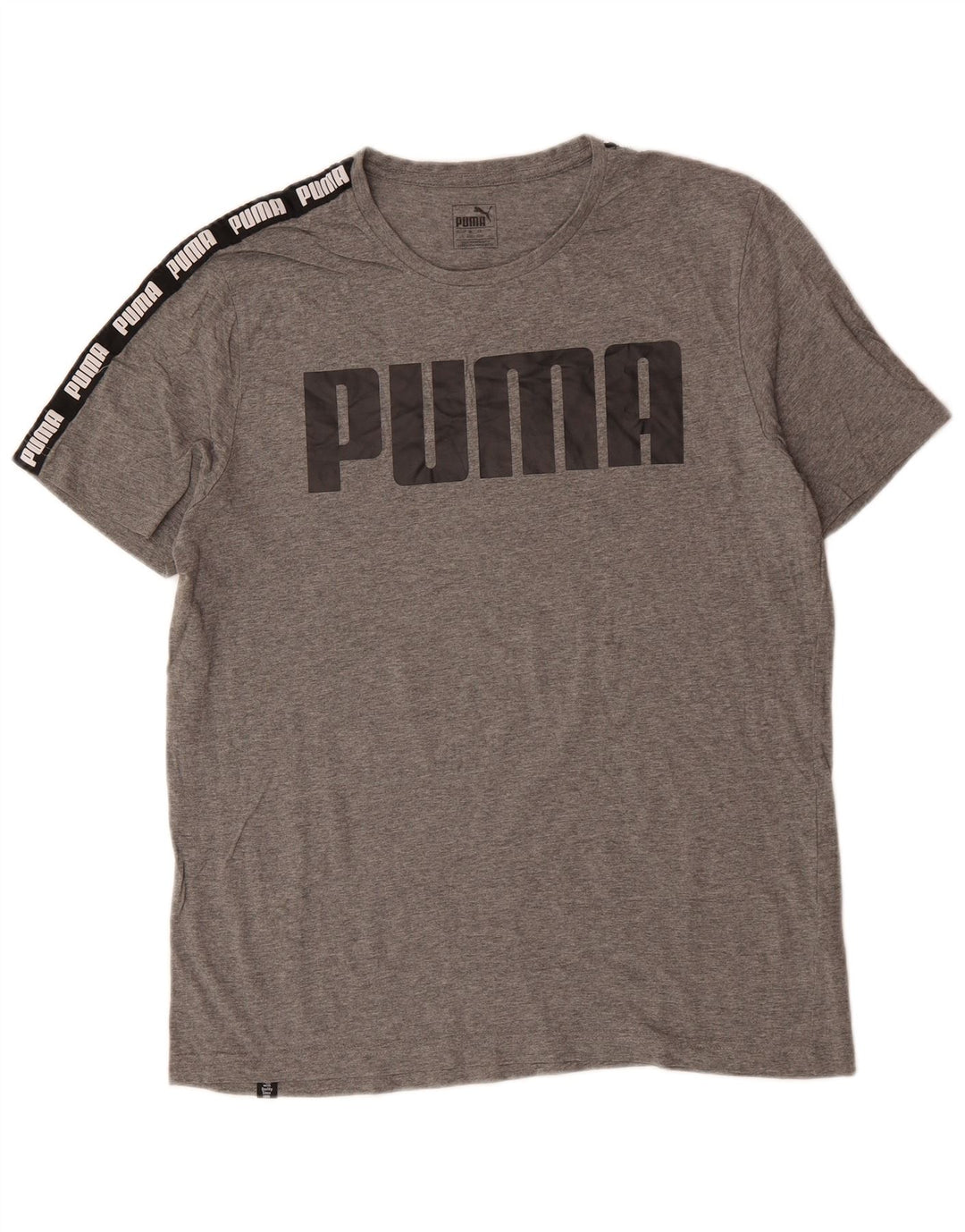 Camiseta masculina gráfica PUMA grande algodão colorblock cinza