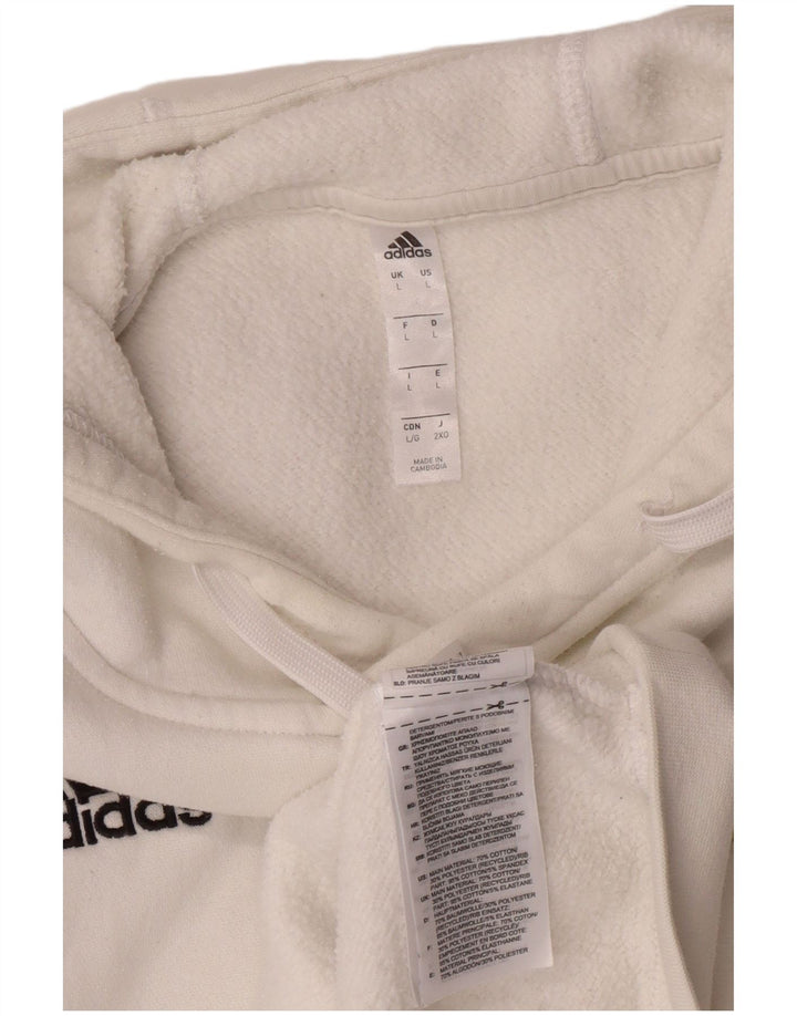 ADIDAS Mens Hoodie Jumper Grande Algodão Branco