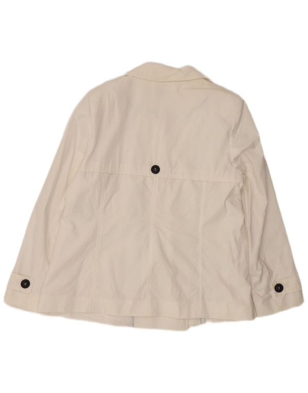 Casaco trench curto feminino Marks & Spencer Reino Unido 16 grande algodão branco
