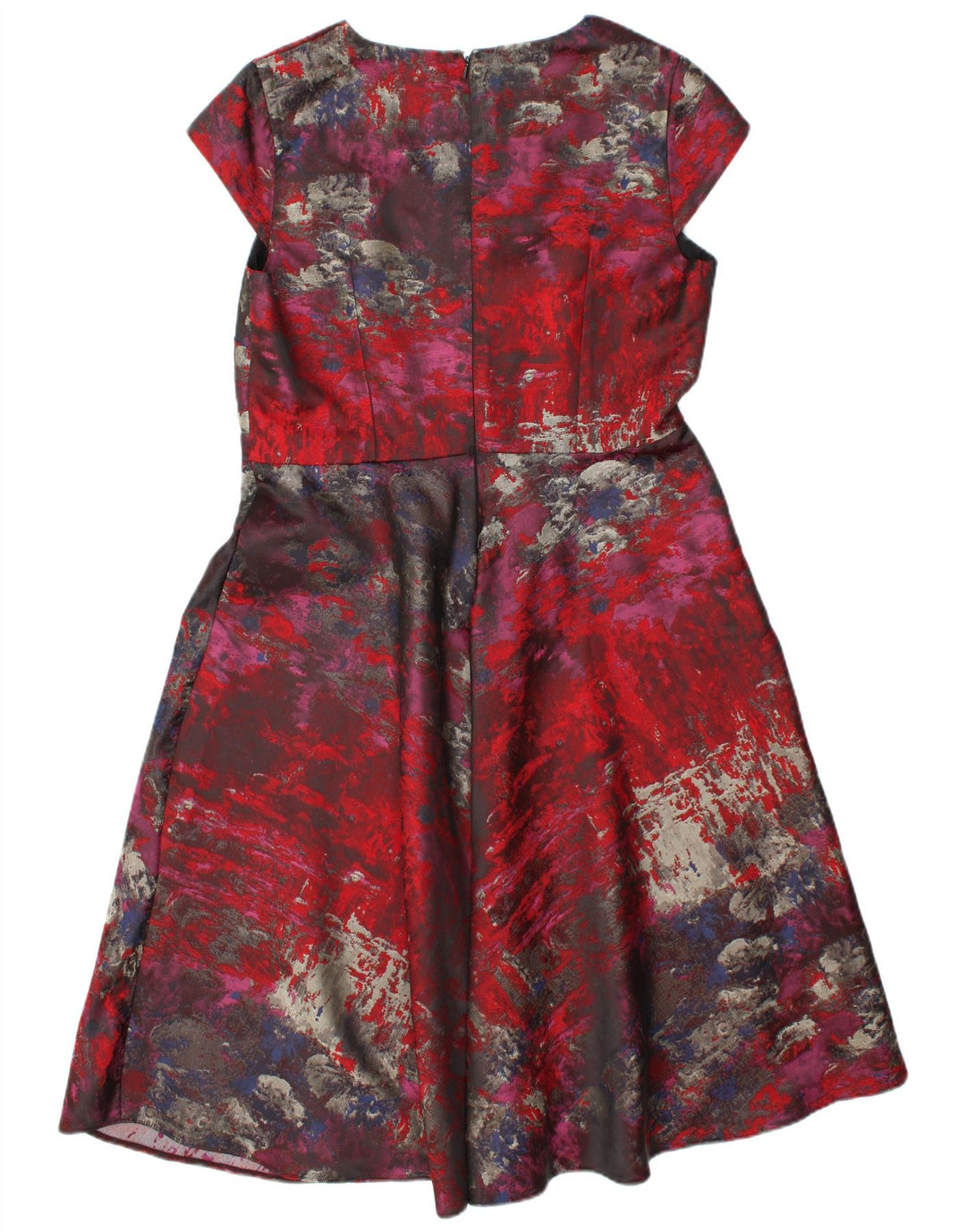 MARKS & SPENCER Womens Abstract Pattern A-Line Dress UK 14 Large Red