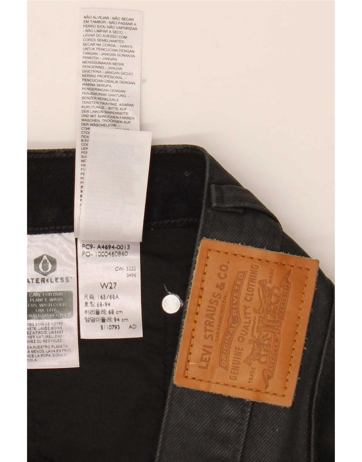 Mini saia jeans feminina Levi's W27 pequena algodão preto