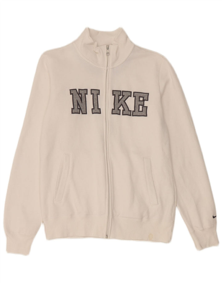 Jaqueta Nike feminina com agasalho gráfico UK 14 médio algodão branco