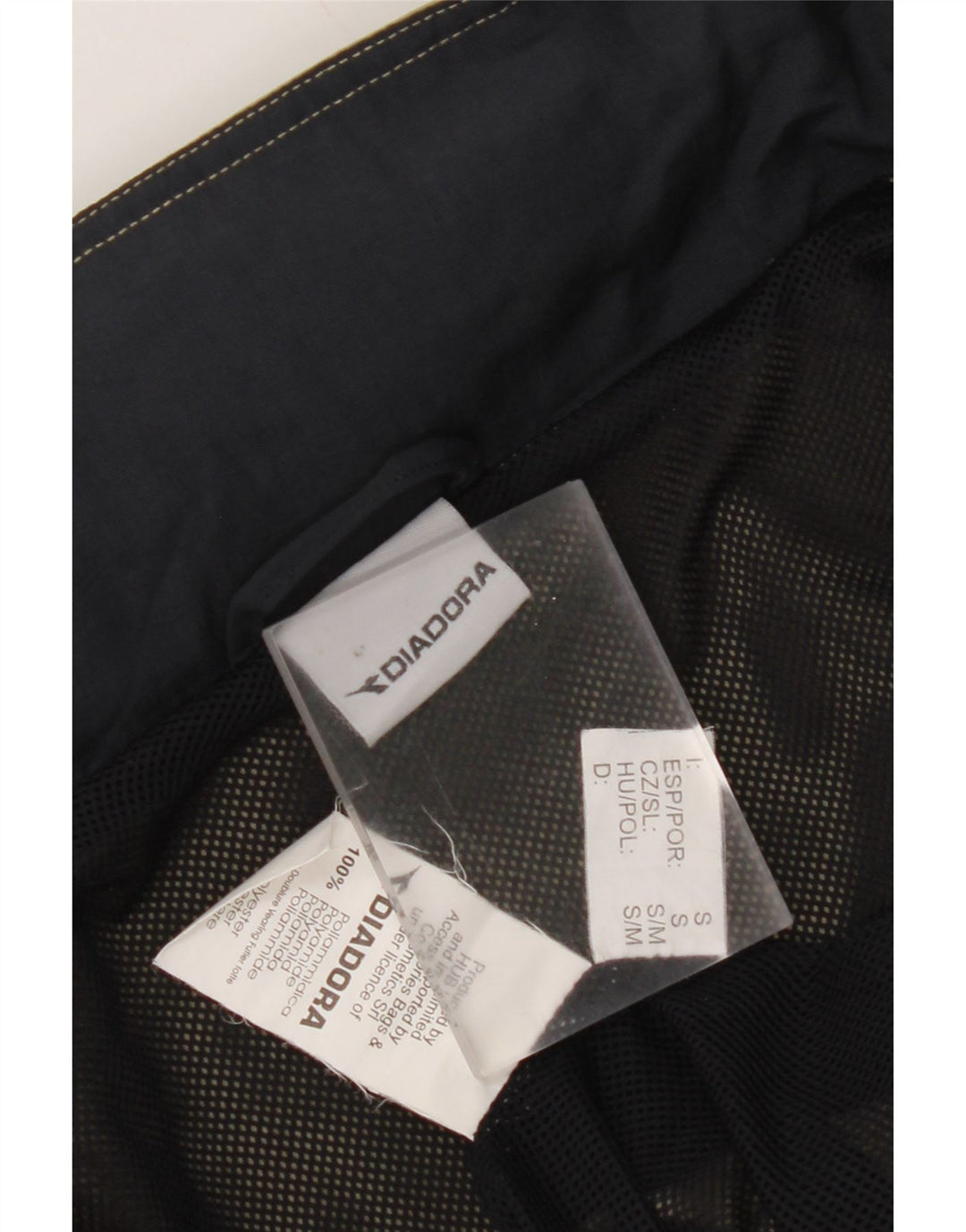 Jaqueta de chuva masculina DIADORA com capuz e ajuste solto Reino Unido 36 pequena poliamida cáqui