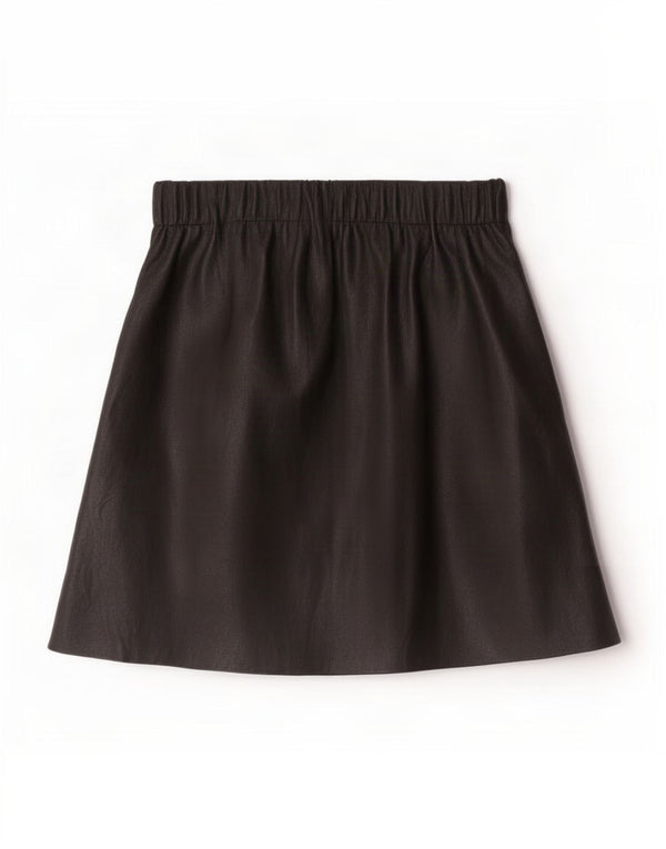 Zara mini saia feminina de couro sintético pequena W26 poliuretano preto
